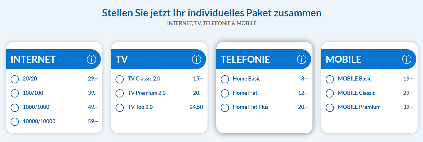 Internet-, TV-, Telefonie- und Handy-Abonnemente im besten Preis-/Leistungs-Verhältnis!